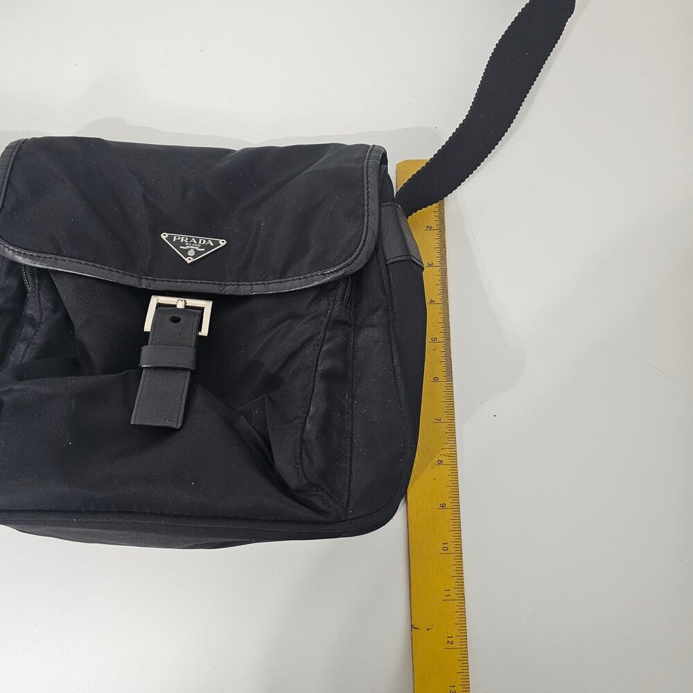 PRADA Tessuto Triangle with logo Ajustable Shoulder Bag Pochette Black Nylon - Picture 8 of 9